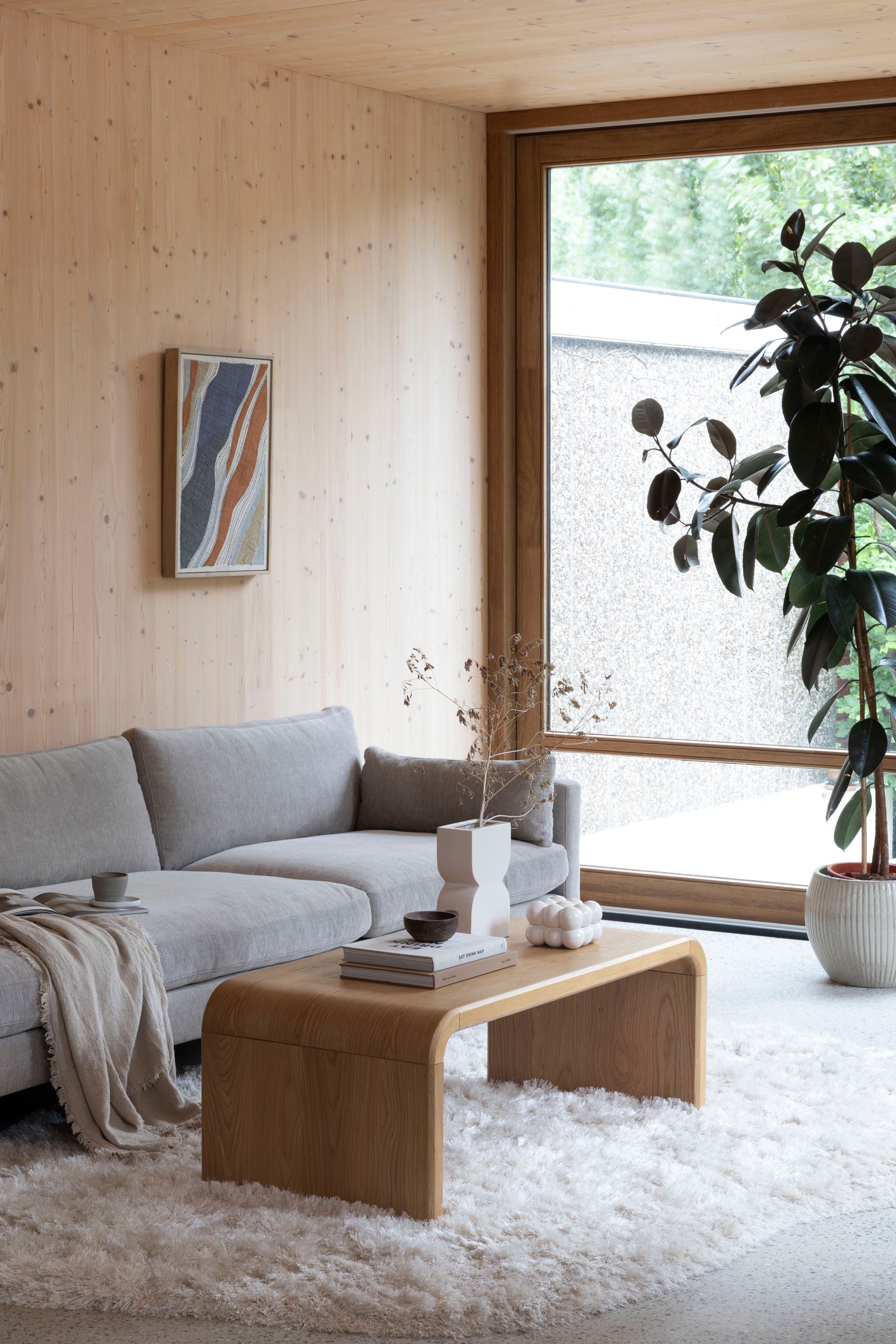 Zuiver Brave Curved Natural Oak Wood Coffee Table